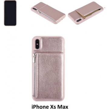 UNIQ Accessory iPhone Xs Max Kunstleer Backcover hoesje met rits - Roze