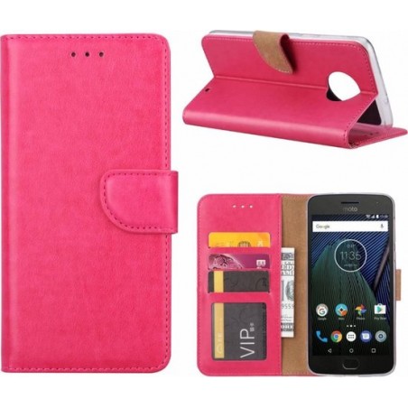 Motorola Moto G6 Plus Hoesje boektype case / geschikt voor 3 pasjes Pink