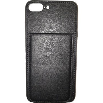 Iphone 7 Plus / 8 plus Luxe Back Cover zwart hoesje met extra vakjes voor pasjes
