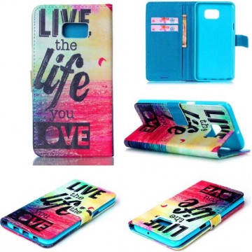 iCarer Live the life print wallet case hoesje Samsung Galaxy S6 Edge