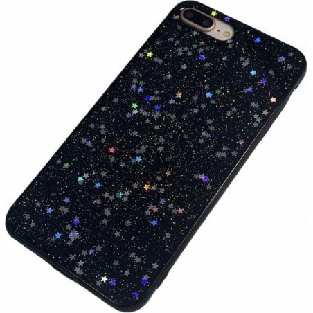 Apple iPhone 7 Plus / 8 Plus - Glitter zacht hoesje Lynn zwart ster