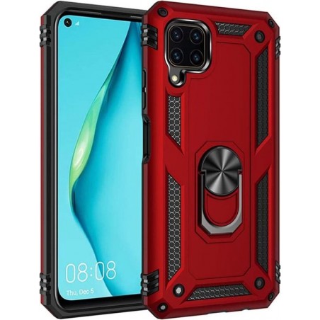 Huawei P40 Lite Hoesje - Anti-Shock Hybrid Ring Armor rood