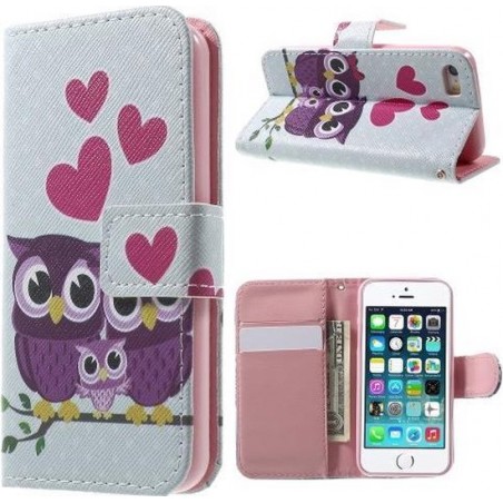 Qissy Sweet Owl Family portemonnee case hoesje voor iPhone 7