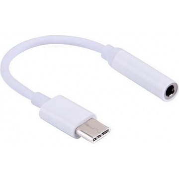3,5mm Jack female aux naar USB-C (type-c) headset adapter kabel Wit/White | 8CM