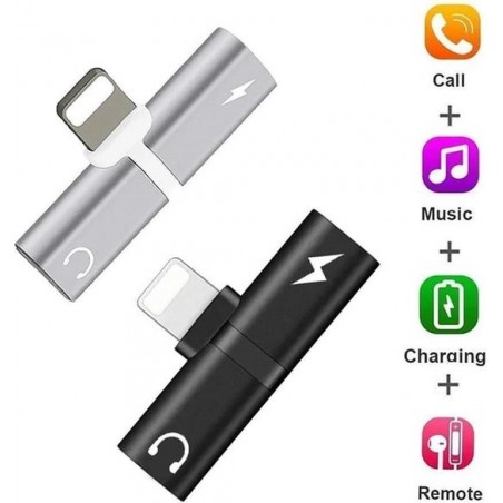 Lightning Splitter Adapter - Opladen + Audio Beluisteren voor iPhone XS Max / XS / XR / X / 8 / 8+/ 7 / 7+ - Rood