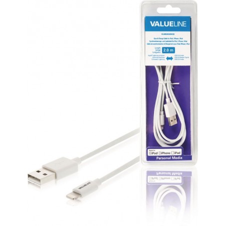 Valueline VLMB39300W20 Data En Oplaadkabel Apple Lightning - Usb A Male 2.00 M Wit