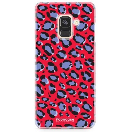 FOONCASE Samsung Galaxy A8 2018 hoesje TPU Soft Case - Back Cover - WILD COLLECTION / Luipaard / Leopard print / Rood