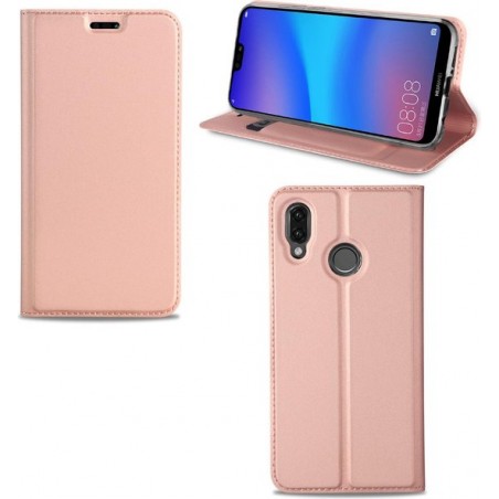 Huawei P20 Lite Hoesje Rosekleurig met Opbergvakje