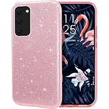 Samsung A71 Siliconen Glitter Hoesje Roze