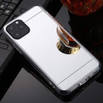 Voor iphone 11 tpu + acryl luxe plating spiegel telefoon geval dekking (zilver)