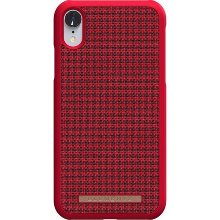 Nordic Elements Sif backcover voor Apple iPhone XR -  Pied-de-poule rood / zwart textiel