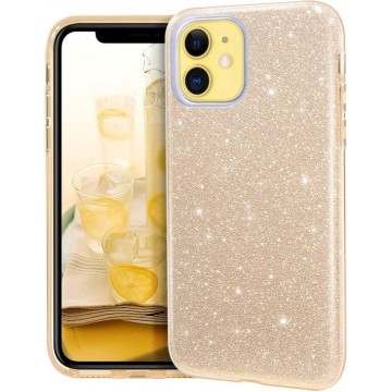 iPhone 12 Mini Hoesje - Glitter Backcover TPU case - Goud