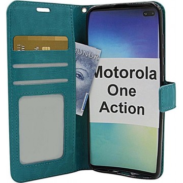 Motorola One Action - Bookcase Turquoise - portemonee hoesje
