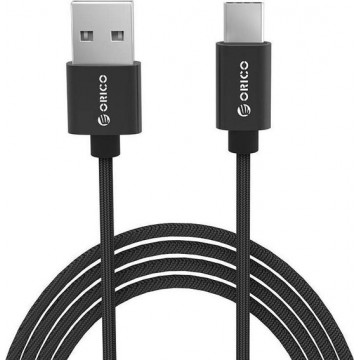 Orico - USB Type-C laad- en datakabel - 2.4A - Gevlochten Nylon - Aluminium - 1 Meter - Zwart