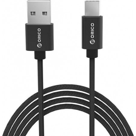 Orico - USB Type-C laad- en datakabel - 2.4A - Gevlochten Nylon - Aluminium - 1 Meter - Zwart