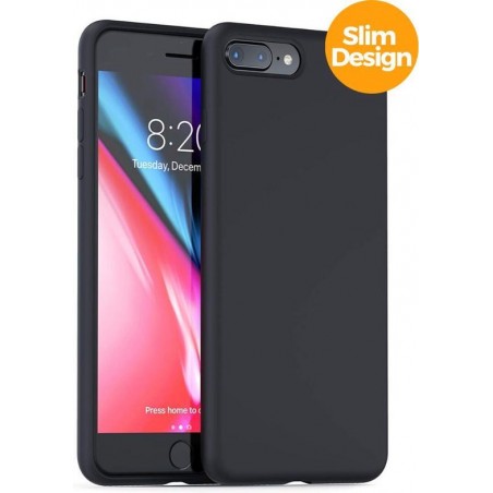 iPhone 7 Plus en 8 Plus Telefoonhoesje | Soft Touch Siliconen Smartphone Case | Back Cover Zwart