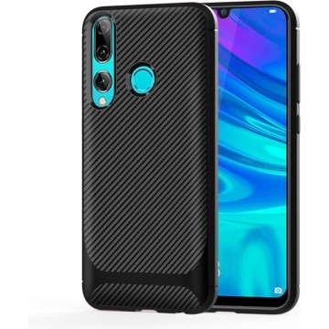 Voor Huawei P Smart + (2019) Carbon Fiber Texture Shockproof TPU beschermhoes (zwart)