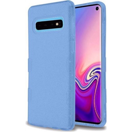 Samsung Galaxy S10 Hoesje - Glitter Backcover - Blauw