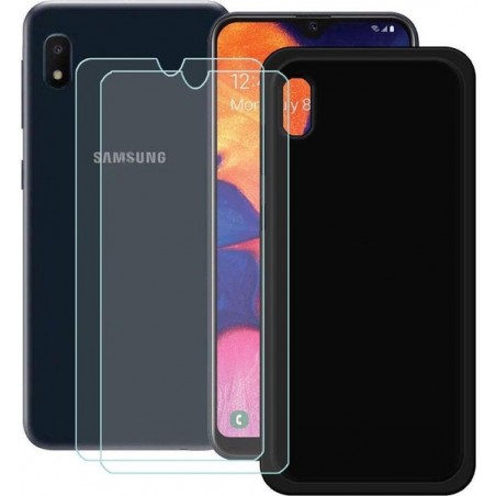 Samsung Galaxy A30S / A50 / A30S Zwart TPU Siliconen Soft Case + 2X Tempered Glass Screenprotector