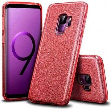 Samsung Galaxy S9 Plus Hoesje Glitters Siliconen TPU Case Rood - BlingBling Cover