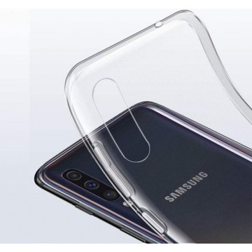 Samsung A70 siliconen hoesje transparant + Tempered glass screenprotector transparant.
