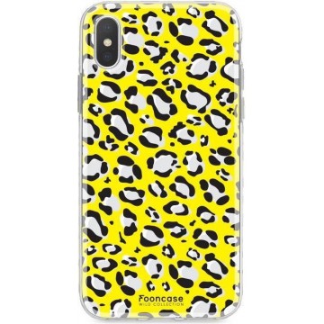 FOONCASE iPhone X hoesje TPU Soft Case - Back Cover - WILD COLLECTION / Luipaard / Leopard print / Geel
