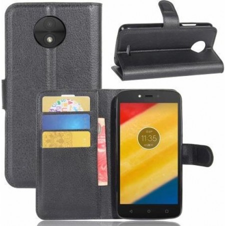 Motorola Moto C Plus Hoesje Zwart met Flexibele Houder