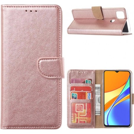 Xiaomi Redmi 9C - Bookcase Rose Goud - portemonee hoesje