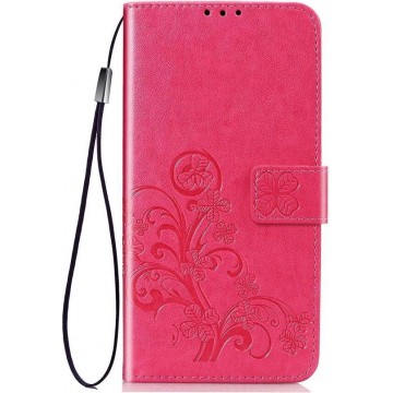 Shop4 - Motorola Moto G7 Play Hoesje - Wallet Case Bloemen Patroon Roze