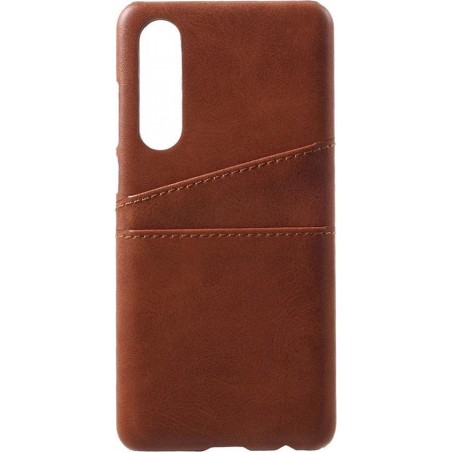 Shop4 - Huawei P30 Hoesje - Harde Back Case met Opbergvak Bruin