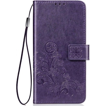 Shop4 - Nokia 4.2 Hoesje - Wallet Case Bloemen Patroon Paars