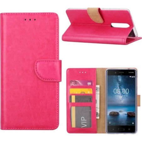 Nokia 6 Portemonnee hoesje / book case Pink