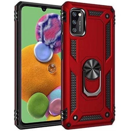 Samsung Galaxy A41 Hoesje - Anti-Shock Hybrid Ring Armor rood