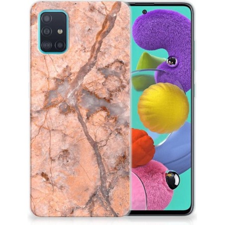 TPU Siliconen Hoesje Samsung Galaxy A51 Marmer Oranje