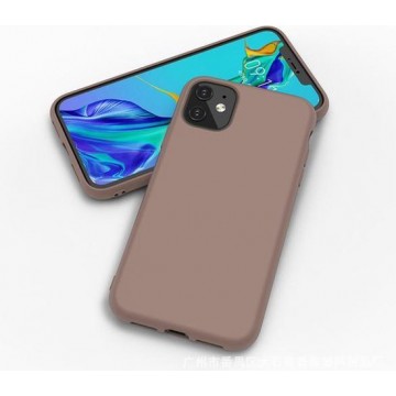 iPhone 12 Mini hoesje - case cover - Bruin - Siliconen TPU hoesje met leuke kleur - Shock proof cover case - LunaLux