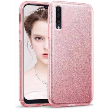 Samsung Galaxy A30S Hoesje Glitters Siliconen TPU Case licht roze - BlingBling Cover