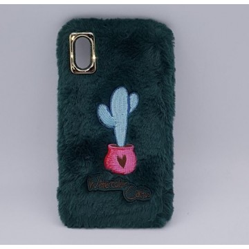 zacht pluizig – bont – water color cactus – case voor IPhone 7