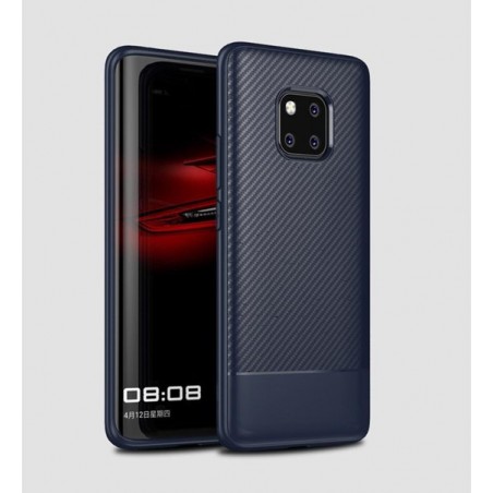 Lewei Carbon Fiber Texture TPU Case voor Huawei Mate20 Pro (marineblauw)