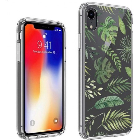 Apple iPhone XR Transparante Print Back Cover Hoesje Botanic