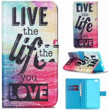 iCarer Live the life print wallet case hoesje Huawei Y6