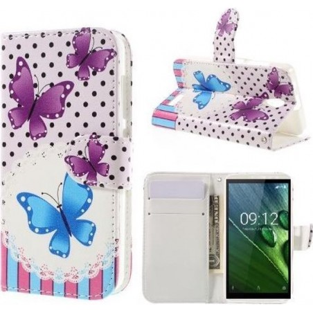 Qissy Butterflies portemonnee case hoesje voor Huawei Y5 2017 en Huawei Y6 2017