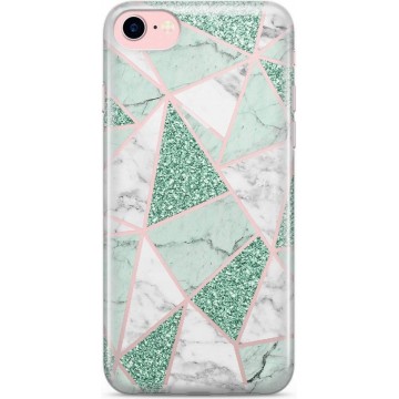 iPhone 8/7 transparant hoesje - Minty marmer collage | Apple iPhone 8 case | TPU backcover transparant