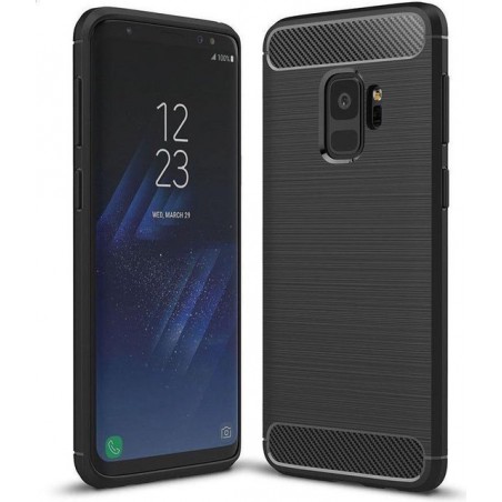 Samsung Galaxy S9 Geborsteld TPU Hoesje Zwart