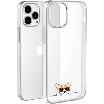 Apple Iphone 12 Transparant siliconen hoesje hondje