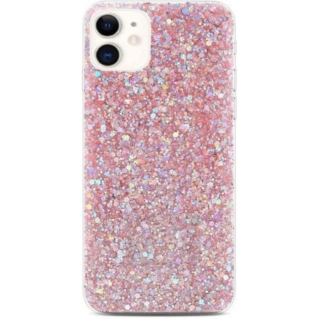 Smartphone hoesje | Telefoon hoesje | Glitter | Anti shock | Roze | iPhone 11