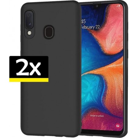 Samsung Galaxy A20e Hoesje Case Siliconen Hoes Cover Zwart - 2 stuks