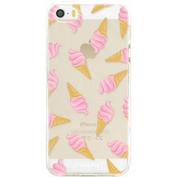 FOONCASE iPhone 5 / 5S hoesje TPU Soft Case - Back Cover - Ice Ice Baby / Ijsjes / Roze ijsjes