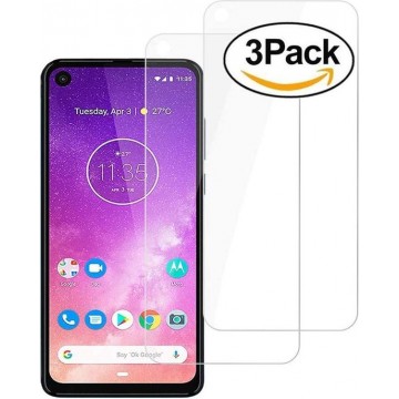 Motorola One Action Screenprotector Glas - Tempered Glass Screen Protector - 3x