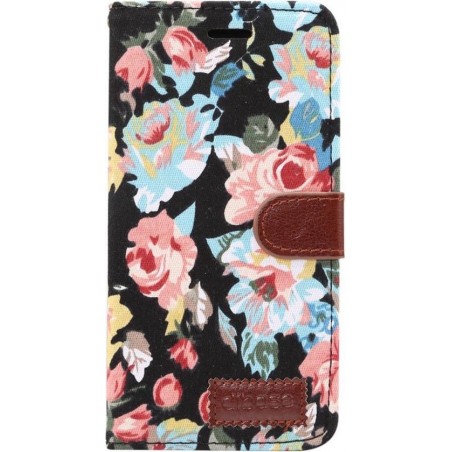 Shop4 - iPhone Xs Max Hoesje - Wallet Case Denim Rozen Zwart