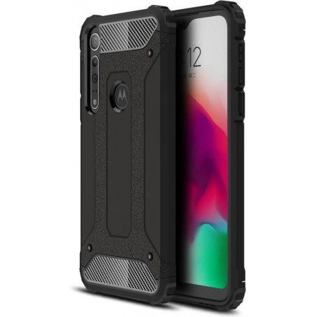 Motorola One Macro Hoesje - Armor Hybrid - Zwart